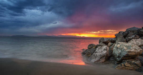 Jual Poster Beach Earth Ocean Rock Sea Sky Sunset Earth Sunset APC