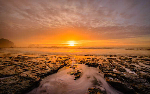 Jual Poster Beach Earth Ocean Rock Sea Sun Sunset Earth Sunset APC