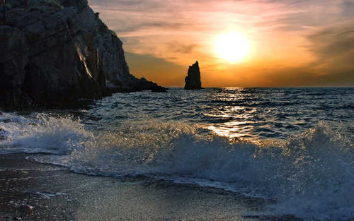 Jual Poster Beach Horizon Ocean Sunset Wave Earth Ocean APC 001
