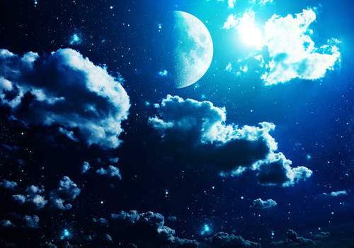 Jual Poster Blue Cloud Moon Night Sky Earth Moon APC