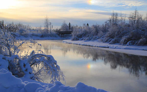 Jual Poster Bridge River Snow Earth Winter APC Jual Poster Bridge River Snow Earth Winter APC