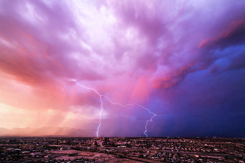 Jual Poster City Cloud Landscape Lightning Earth Storm APC