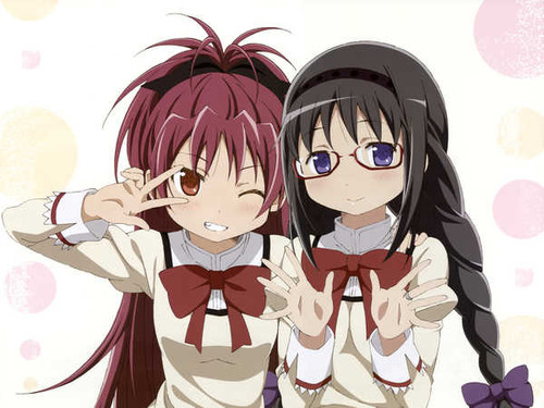 Poster Homura Akemi Kyoko Sakura Puella Magi Madoka Magica Puella Magi Madoka Magica APC