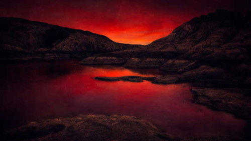 Jual Poster Earth Mountain Sky Sunset orange (Color) Earth Sunset APC