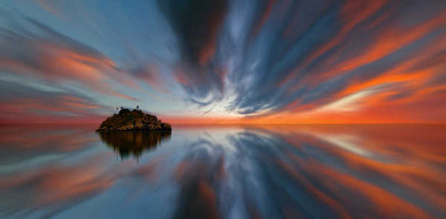Jual Poster Horizon Island Reflection Sunset Earth Sunset APC