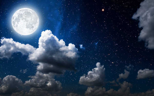 Jual Poster Moon Night Sky Starry Sky Stars Earth Sky APC
