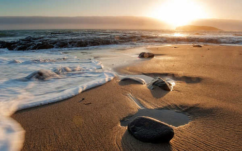 Jual Poster Ocean Sand Sunrise Wave Earth Beach APC
