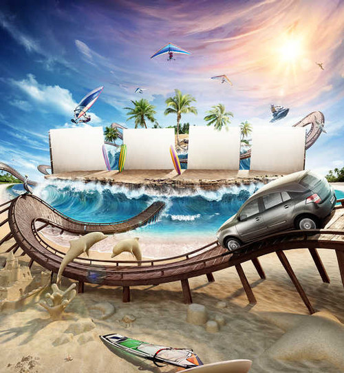 Jual Poster Creative Chevrolet Bridges Waves Beach 1Z
