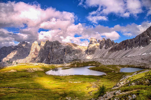 Jual Poster Italy Mountains Lake Scenery Dolomites Clouds Alps 1Z