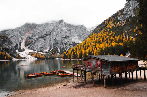 Jual Poster Mountains Autumn Forests Marinas Boats Italy 1Z