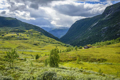 Jual Poster Norway Mountains Grasslands Tindevegen Clouds 1Z