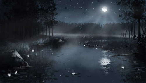 Jual Poster Pond Painting Art Night 1Z