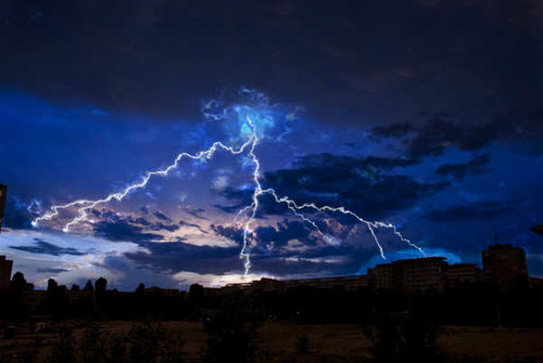 Jual Poster Sky Night Lightning Clouds 1Z 002