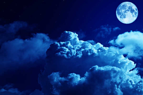 Jual Poster Sky Night Moon Clouds 1Z 001