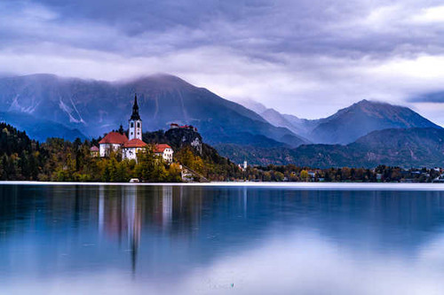 Jual Poster Slovenia Lake Mountains Coast Houses Lake Bled 1Z