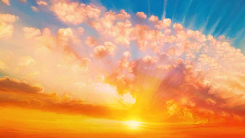 Jual Poster Sunrises and sunsets Painting Art Clouds Sun 1Z