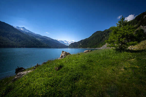 Jual Poster Switzerland Lake Mountains Scenery Lake Marmorera 1Z