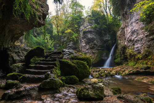 Jual Poster Switzerland Waterfalls Stones Stairs Moss Crag 1Z