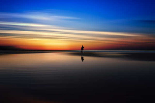 Jual Poster beach dusk sunset silhouette 5k WPS