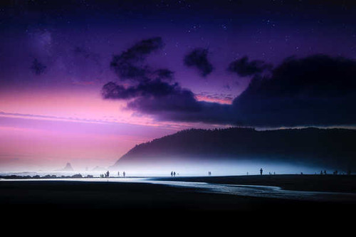 Jual Poster beach twilight purple sky 4k 8k WPS