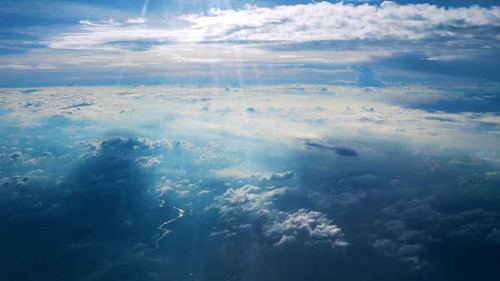 Jual Poster clouds sun rays blue sky 4k WPS