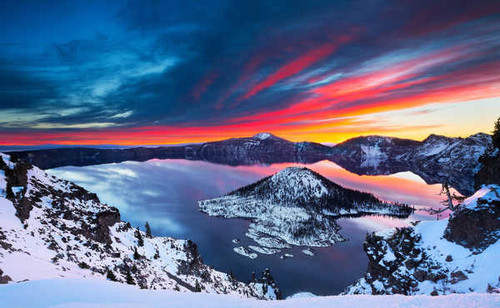 Jual Poster crater lake national park cascade mountains hd WPS