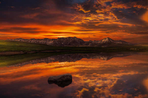 Jual Poster dusk twilight mountains lake reflection hd 5k WPS