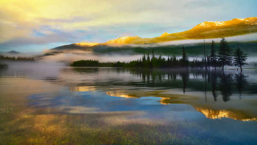 Jual Poster kanas lake landscape scenery reflections 4k WPS
