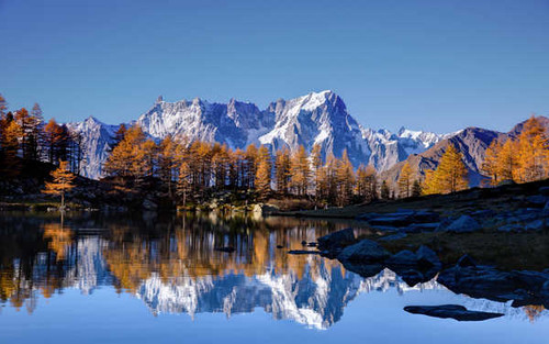 Jual Poster mont blanc autumn lake white mountain alps hd 5k WPS