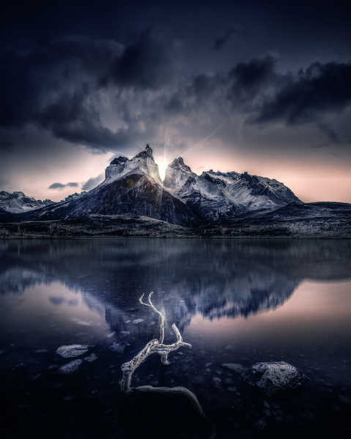 Jual Poster mountains lake reflection sunrise dawn 4k WPS