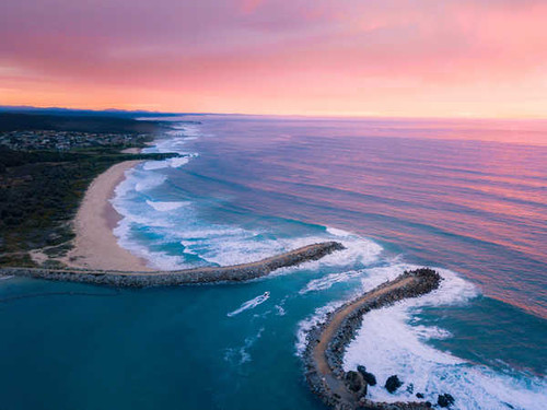 Jual Poster ocean seascape beach shore horizon sunset aerial view hd WPS