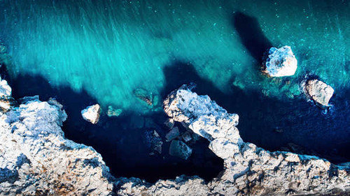 Jual Poster rocks ocean cliff aerial view hd 5k WPS