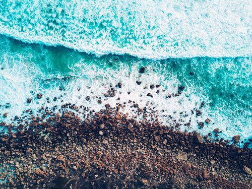 Jual Poster rocky beach seascape aerial view ocean south africa 4k WPS