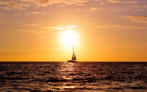 Jual Poster sunset boat horizon 4k WPS