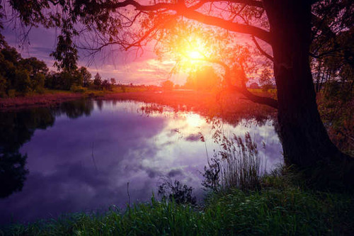 Jual Poster sunset dusk lake scenery hd 5k WPS