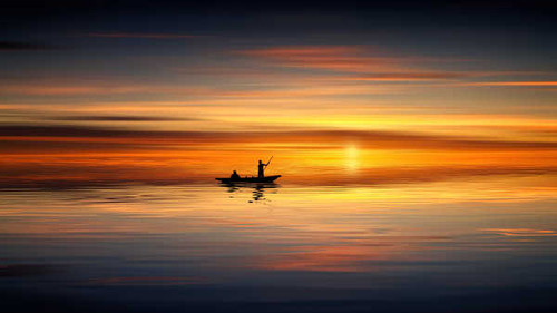 Jual Poster sunset horizon reflection seascape sailing boat scenic hd 5k WPS