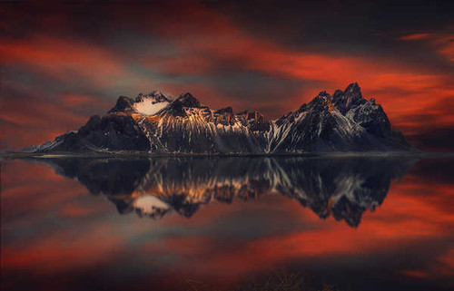 Jual Poster sunset lake mountains reflections 4k 8k WPS