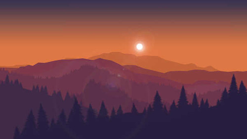 Jual Poster sunset mountains firewatch minimal silhouette hd 4k WPS18