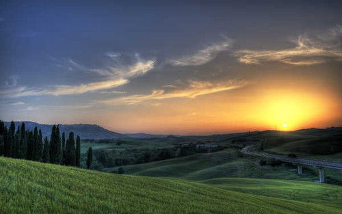 Jual Poster sunset tuscany landscape hd WPS