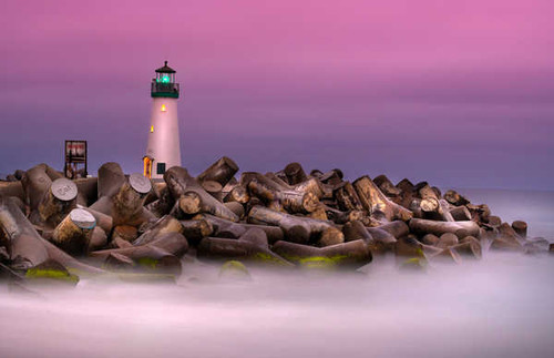 Jual Poster sunset watchtower twilight rocky shore seascape 4k 8k WPS