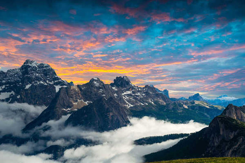 Jual Poster three peaks tre cime di lavaredo dusk dolomites italy 4k WPS