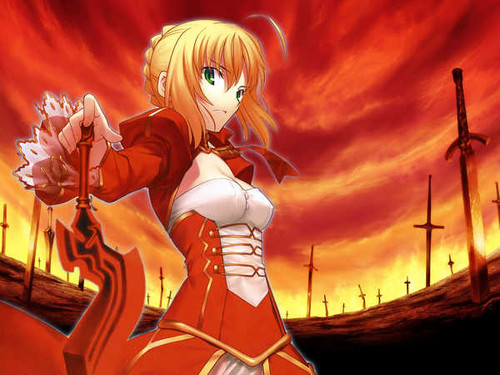 Poster Red Saber Saber (Fate Series) Fate Series Fate Extra APC001