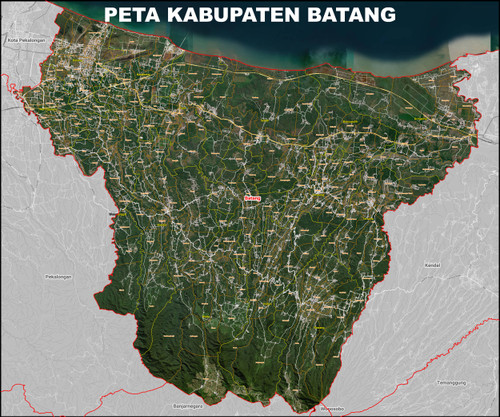 Peta Kabupaten Batang satelit Kecamatan dan Kelurahan