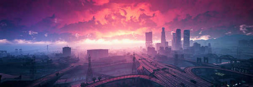 Jual Poster grand theft auto v sunset city 5980WPS