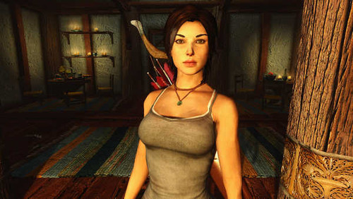 Jual Poster Lara Croft Skyrim Video Game Crossover 727399APC