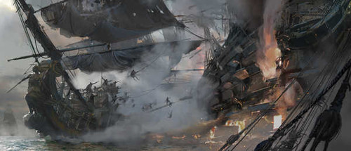 Jual Poster Pirates Sailing Ships Battles Skull and Bones 1ZM1441