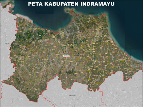 Peta Kabupaten Indramayu satelit Kecamatan dan Kelurahan