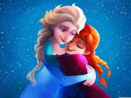 Jual Poster elsa anna sisters hug frozen 4k WPS
