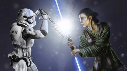 Jual Poster Lightsaber Rey (Star Wars) Stormtrooper Star Wars Star Wars Episode VII The Force Awakens APC