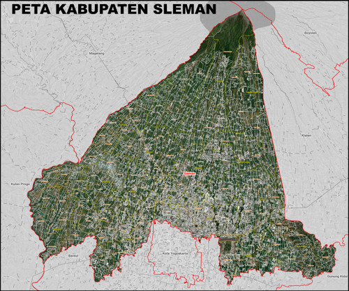 Peta Kabupaten Sleman satelit Kecamatan dan Kelurahan
